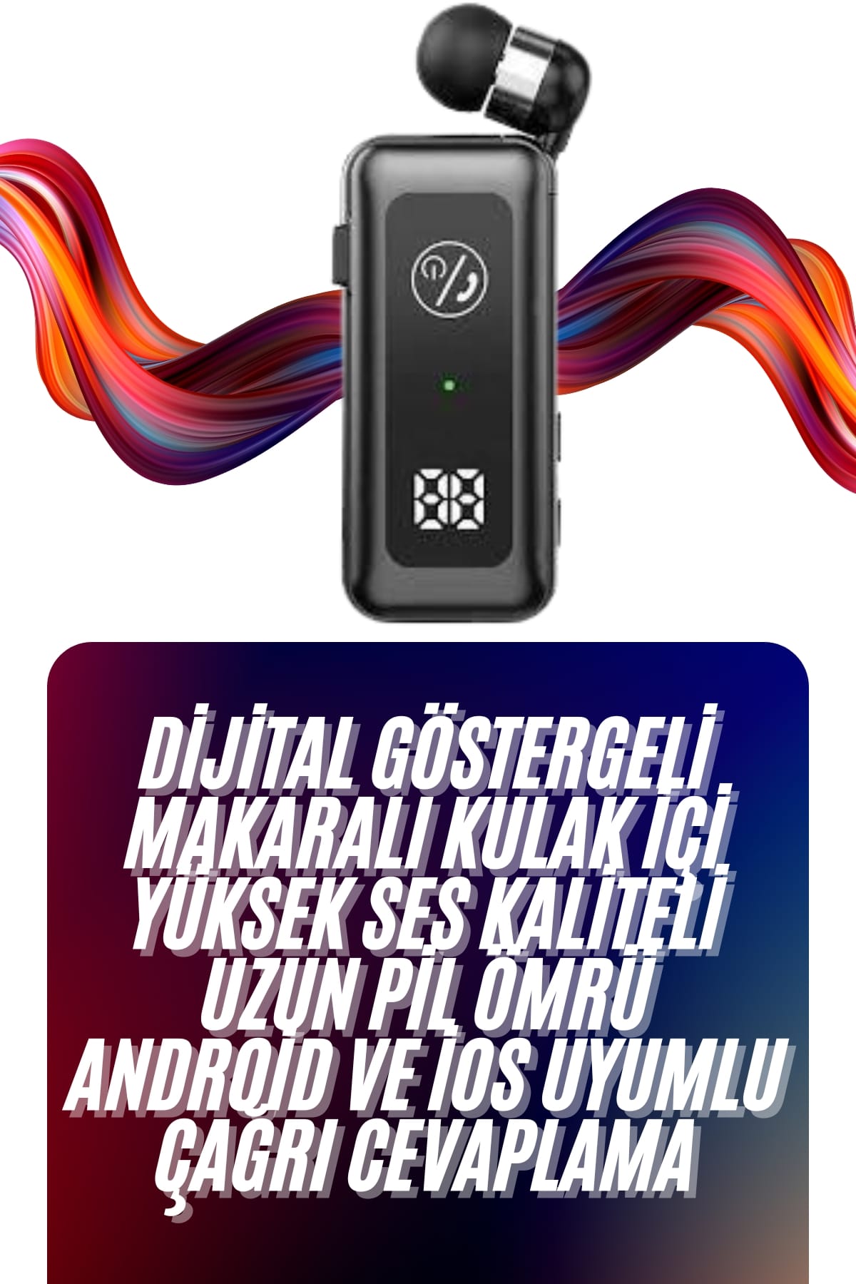 Makaralı Bluetooth Kulaklık Telefon Uyumlu Makaralı TF Kart Girişli Güç Göstergeli