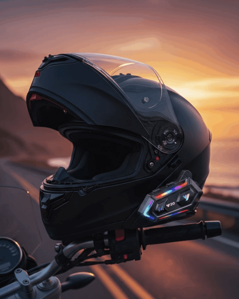 16 Mod RGB Işıklı Motosiklet Intercom Çift Telefon Destekli
