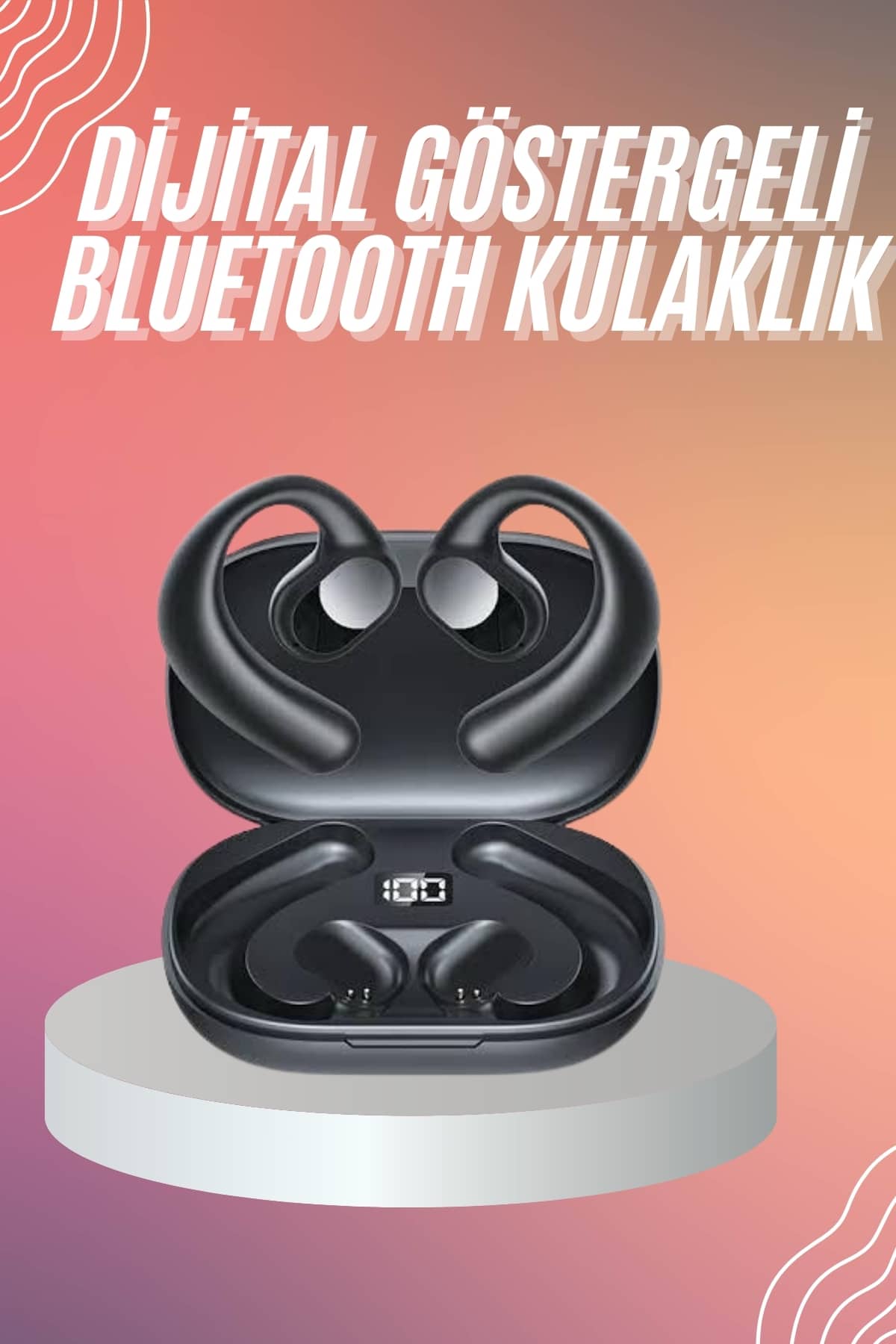 Bluetooth Kulaklık Küpeli Uzun Pil Ömrü Yüksek Ses Kaliteli Dijital Göstergeli