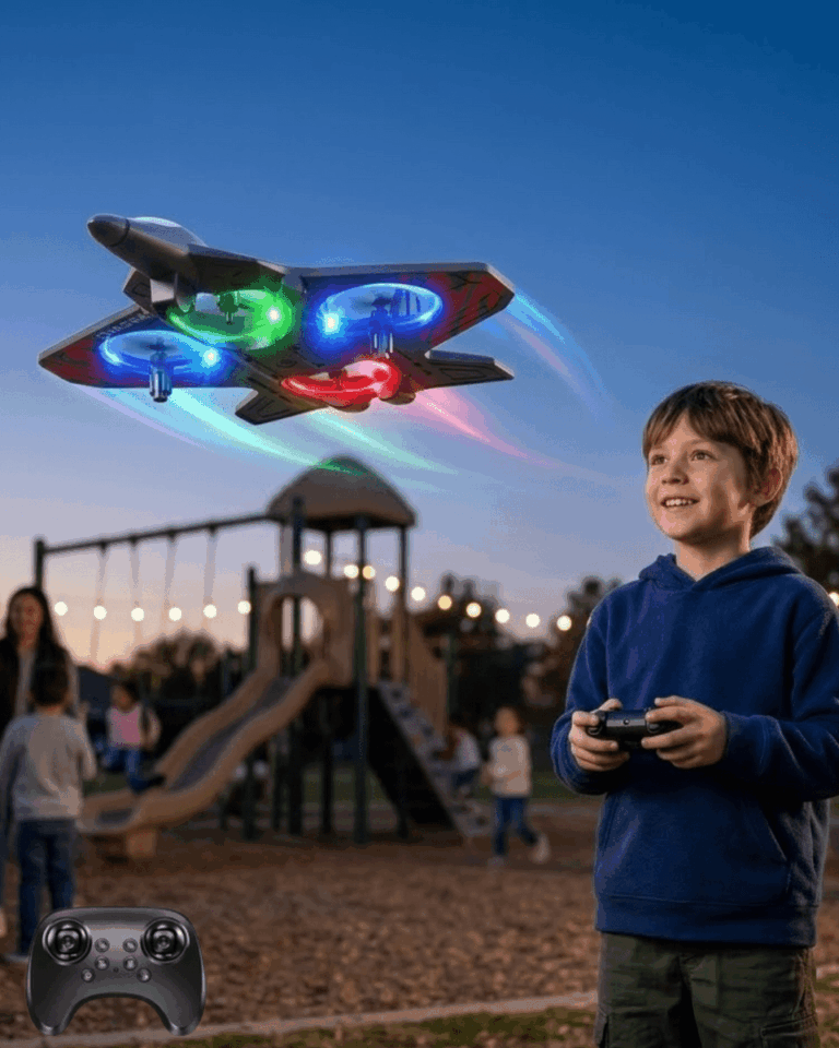 Uzaktan Kumandalı LED Işıklı Drone Uçak 360 Derece Dönüş Özellikli Oyuncak Drone