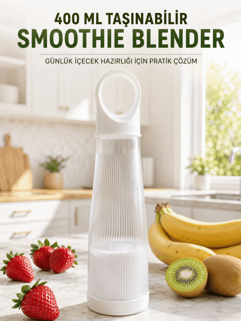 Kablosuz Taşınabilir Blender 400 ML Şarjlı Smoothie Shake ve Meyveli İçecek Hazırlama