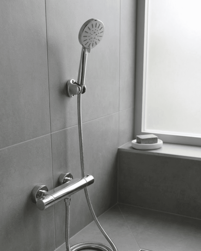 Krem Duş Başlığı Seti 4 Kademeli El Duşu Spiral Hortumlu Banyo Seti