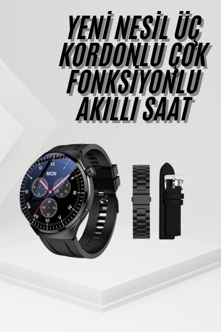 Amoled Ekran Metal Deri Silikon Kordonlu Uyku ve Sağlık Takibi
