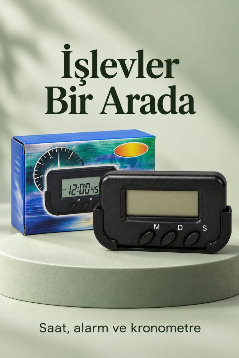 Araç İçi Dijital Saat Alarmlı ve Kronometreli Araba Saati