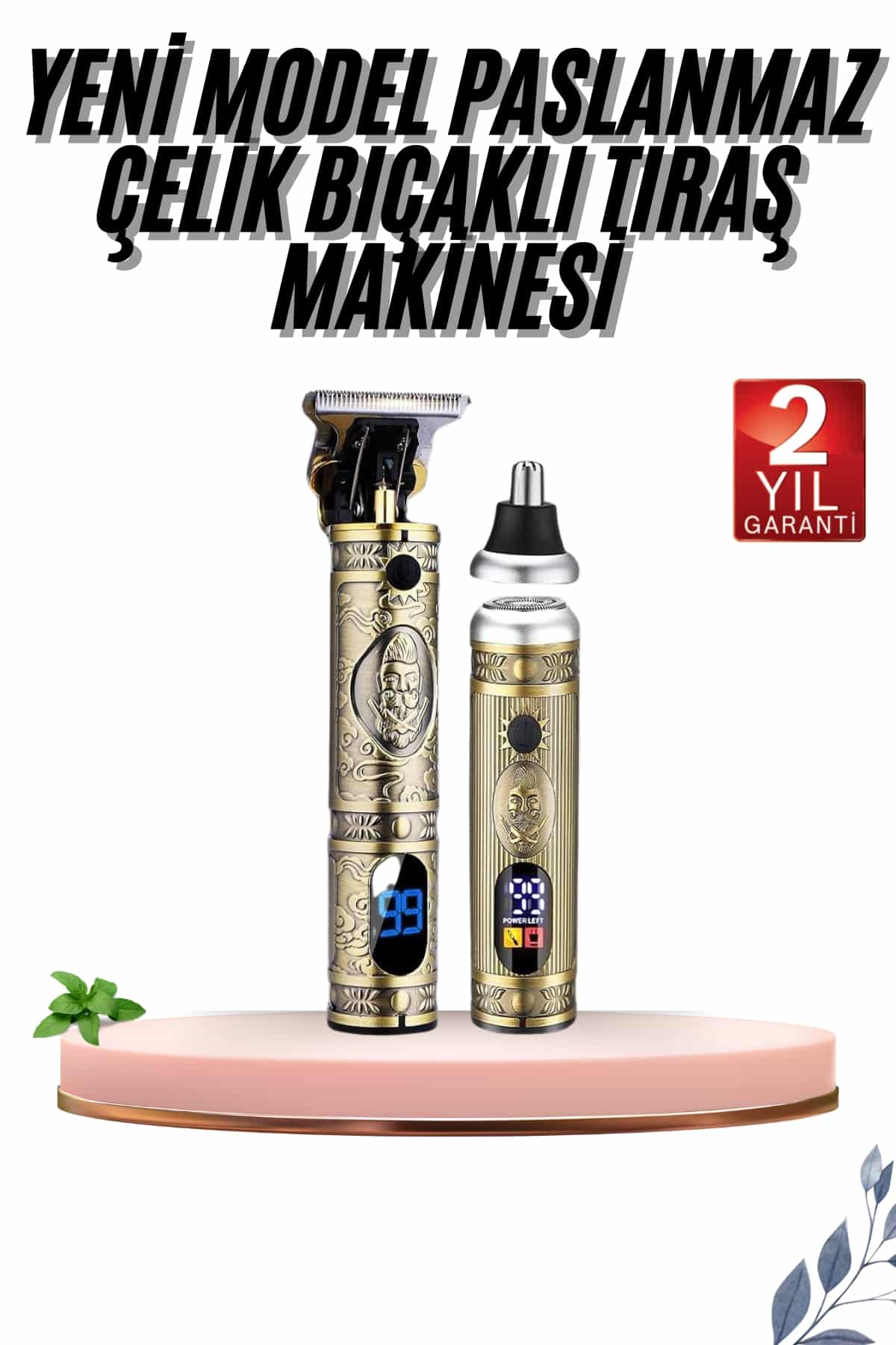 Erkeklere Özel 3 Başlıklı Tıraş Makinesi Saç Sakal Ense Kulak Tıraşına Uygun