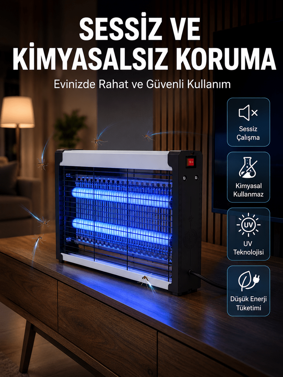 UV Işıklı Elektrikli Sinek ve Uçan Haşere Öldürücü Ev, Ofis ve İşletmeler İçin