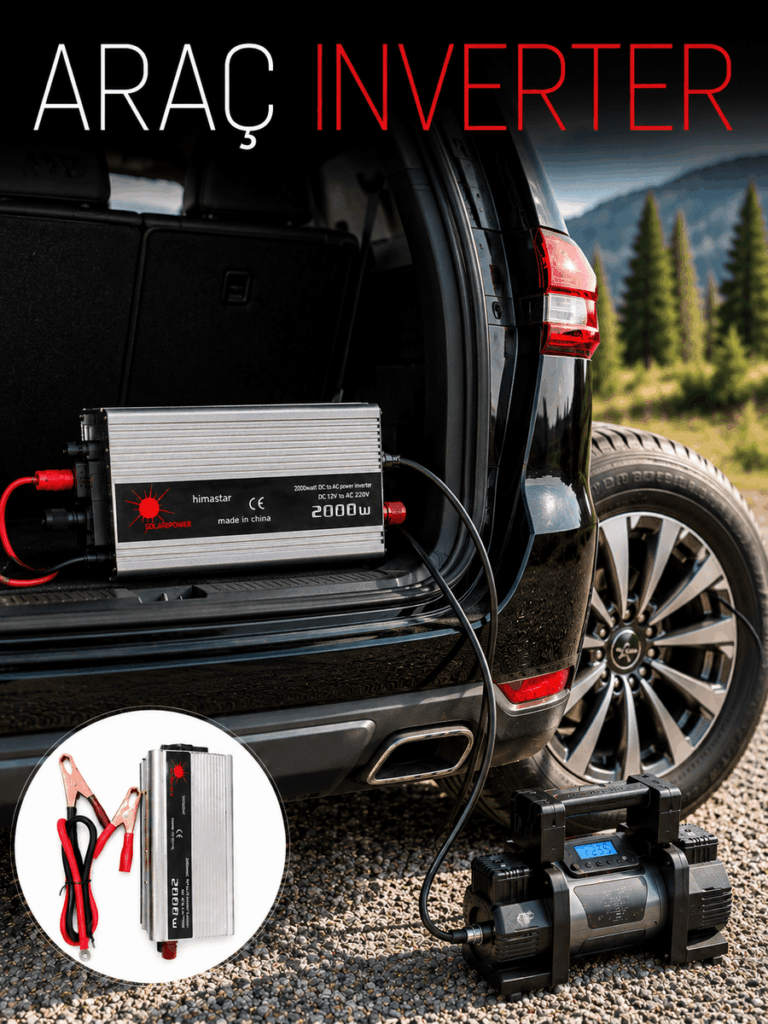 2000W Araç İnverter Aküden Güç Dönüştürücü Elektrik Üreten Taşınabilir