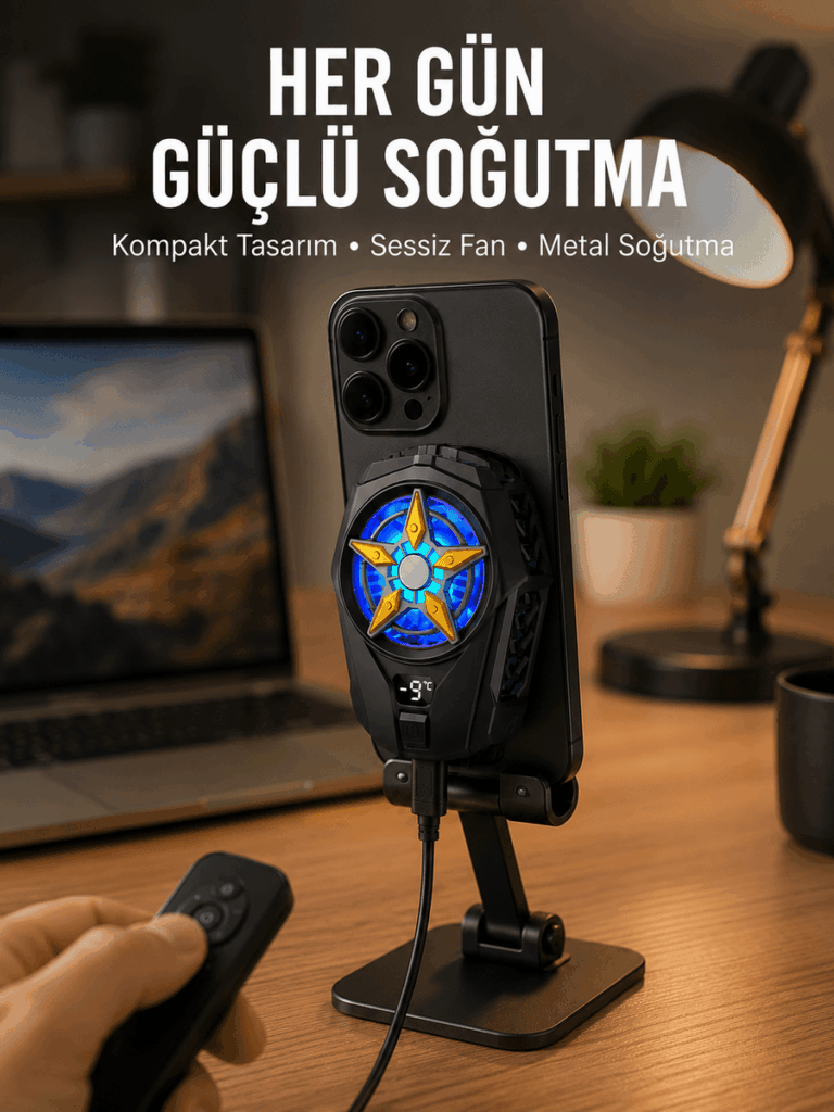Cep Telefonu Radyatörü – Type-C, 2 Vitesli, Sessiz Soğutma Fanı Yeni Nesil