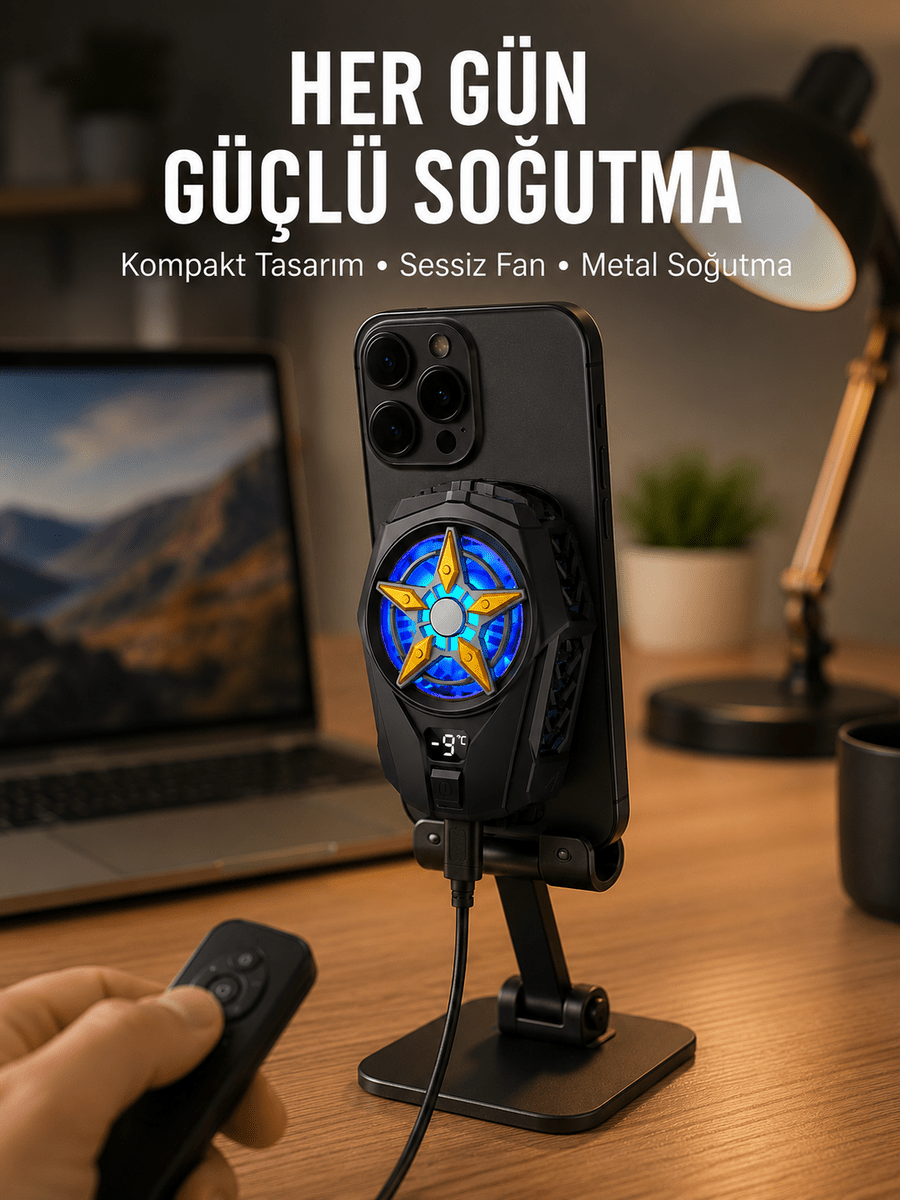 Cep Telefonu Radyatörü – Type-C, 2 Vitesli, Sessiz Soğutma Fanı Yeni Nesil