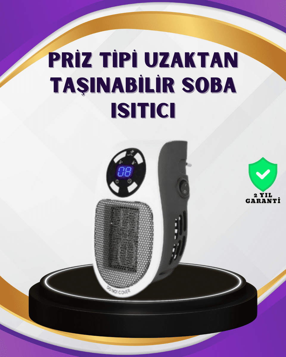 Taşınabilir Priz Isıtıcı Dijital Termostatlı Seramik Isıtıcı