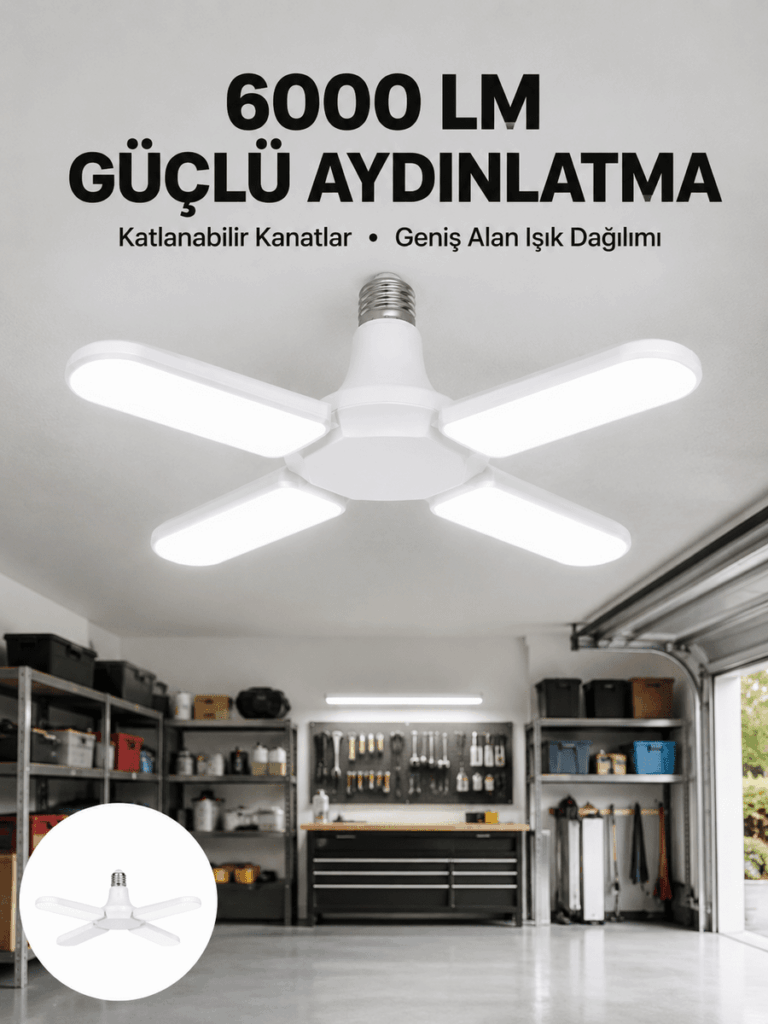 Enerji Tasarruflu LED Ampül 60 Watt 4 Kollu Beyaz Işık Yeni Nesil