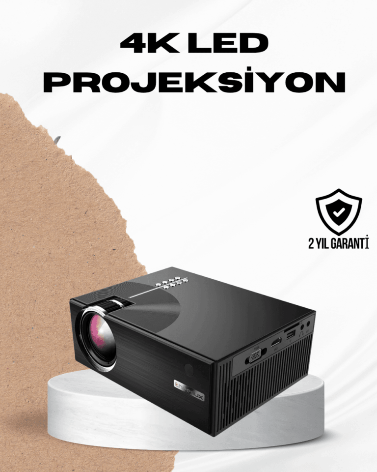 HDMI ve USB Girişli Taşınabilir Projeksiyon – Full HD, Kumandalı, Oyun ve Film Deneyimi