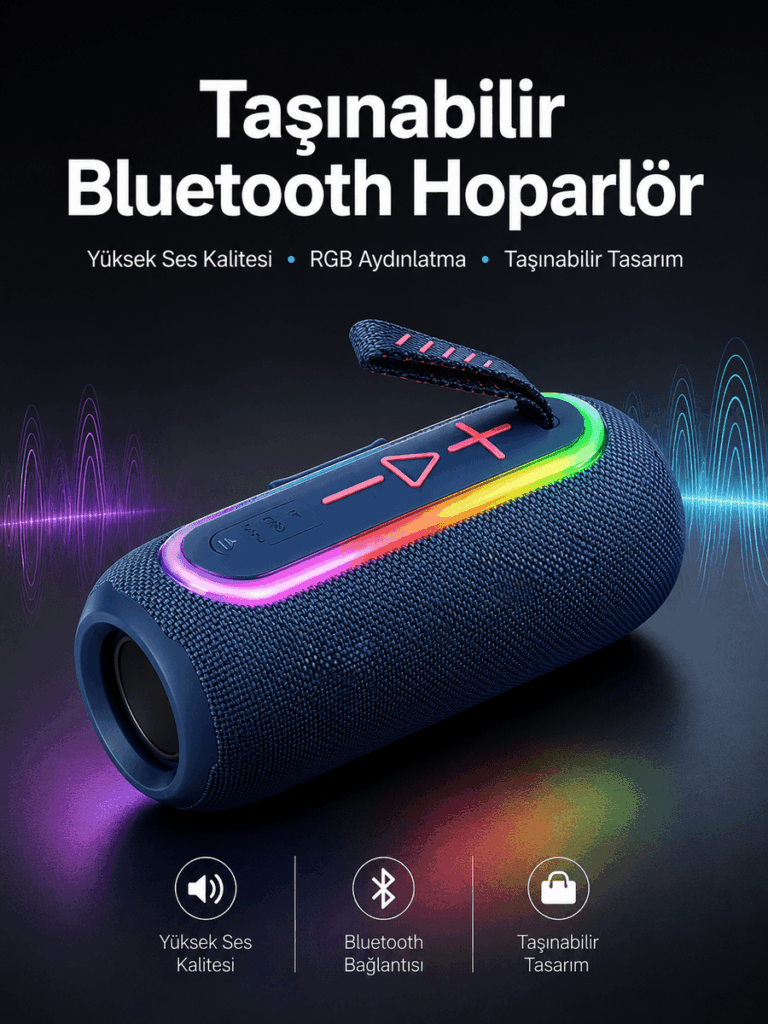 Kablosuz Bluetooth Hoparlör Uzun Pil Ömrü Taşınabilir