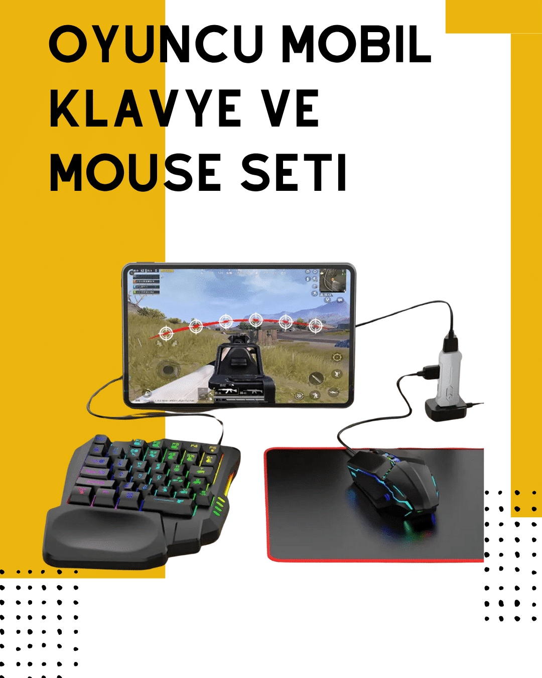 Tak-Çalıştır Mobil Oyun Ekipmanları Seti – Klavye Mouse Dahil