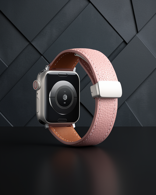 Apple Watch 42mm Kr414 Daks Deri Kordon (saat Değildir) - Pembe