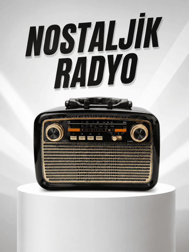 Müzik Kutusu Bluetooth Bağlantılı El Fenerli Nostaljik Tasarım Radyo