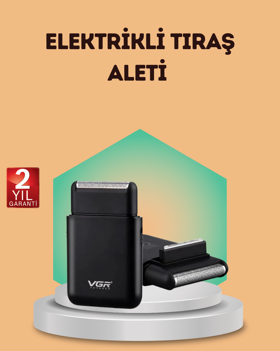 Çift Başlıklı Elektrikli Tıraş Makinesi | Suya Dayanıklı, Hafif ve Ergonomik