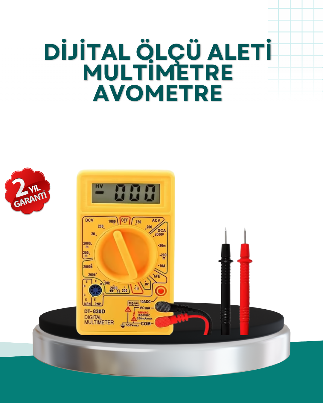 Elektrik Ölçüm Cihazı Dijital Multimetre 10 Amper Destekli