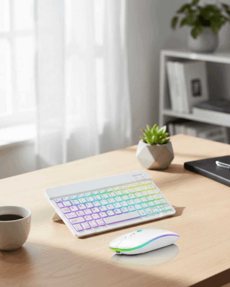 Aydınlatmalı Kablosuz Klavye Mouse Seti Bluetooth Bağlantılı Çoklu Cihaz Uyumlu