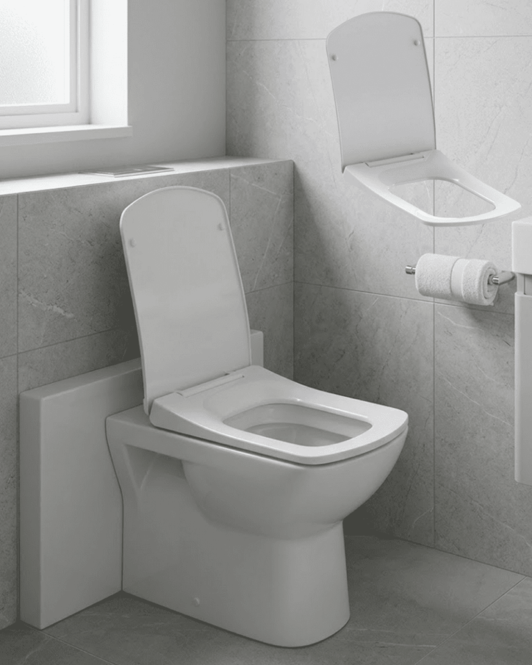 Kare Slim Klozet Kapağı Sessiz Kapanma Dayanıklı Tasarım