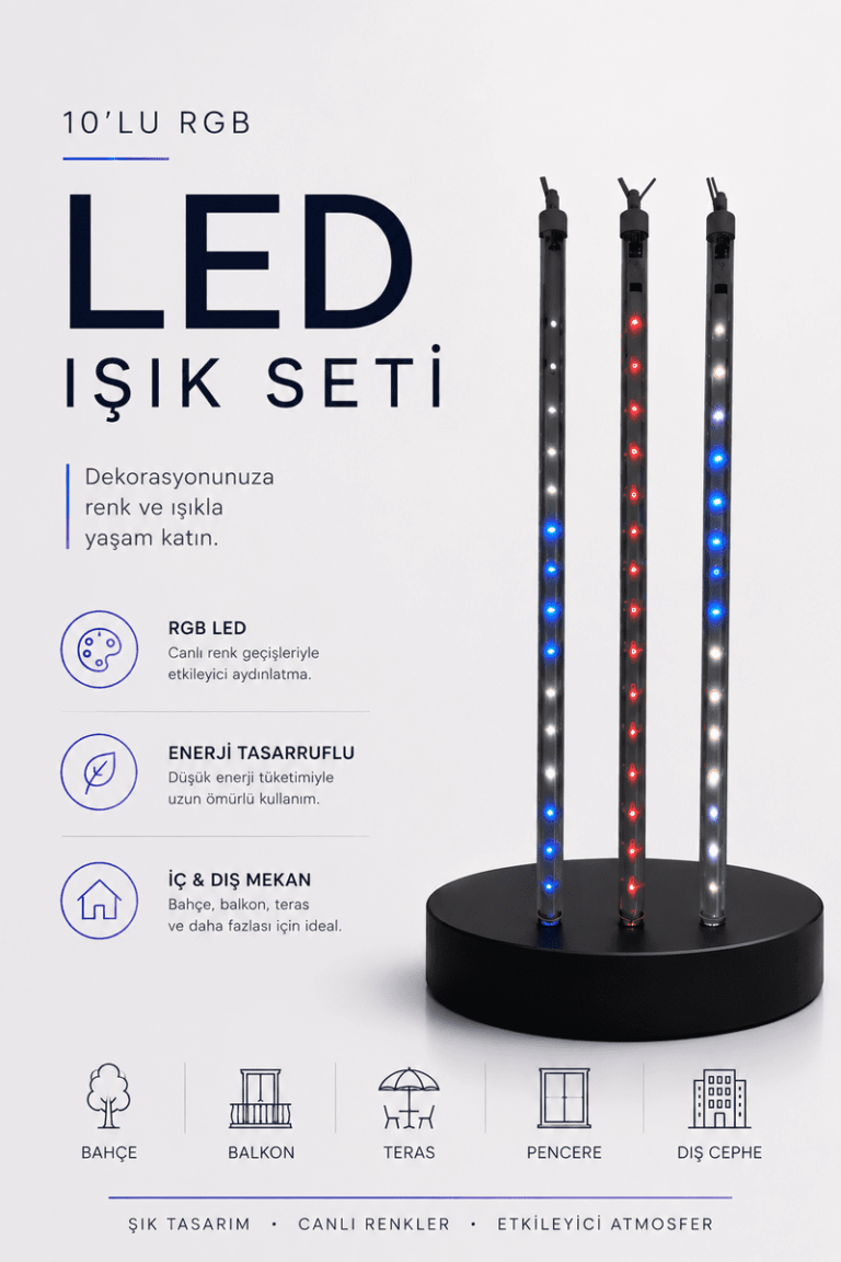 RGB LED Dış Ve İç Mekan Süsleme Işığı 10 Çubuklu Şerit