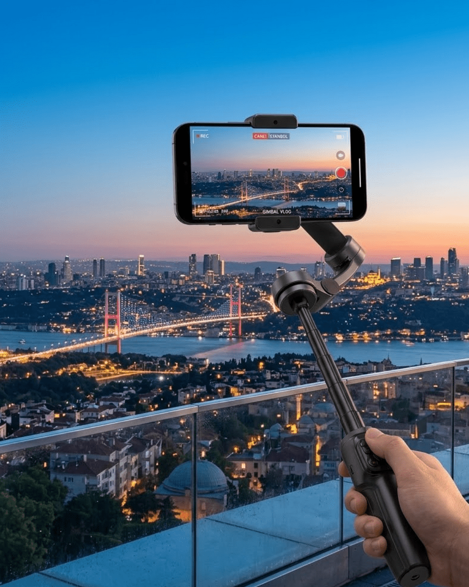 Profesyonel Telefon Gimbal Stabilizer 3 Axis Video Sabitleyici Vlog Tripod