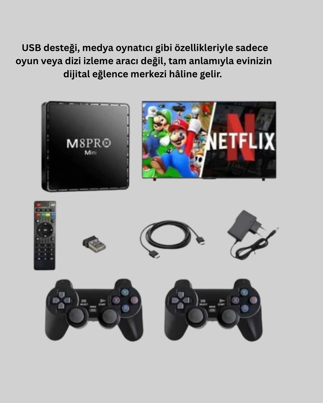 M8Pro Android TV Box ve Retro Oyun Konsolu 64GB