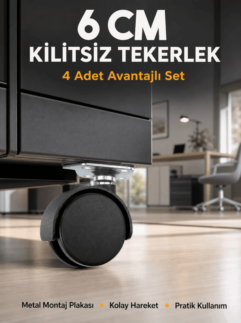 Masa ve Koltuk İçin Kilitsiz Tekerlek Seti 6 cm