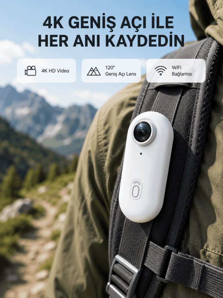 4K Full HD Spor Kamerası 360° Klips ve WiFi Özellikli