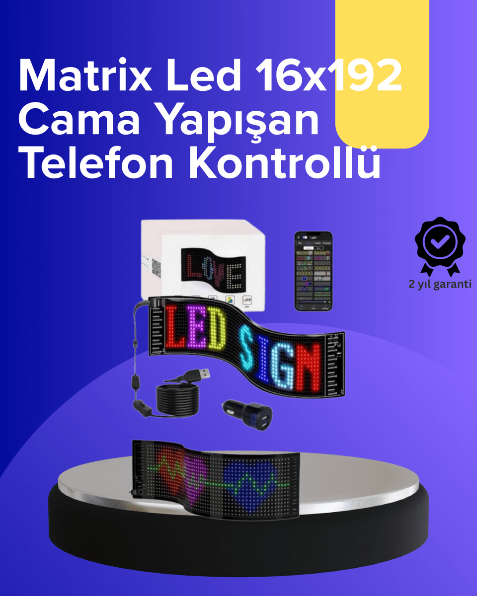 Kayan Yazılı RGB LED Tabela USB Bağlantılı Esnek ve Hafif Işıklı Ekran Paneli