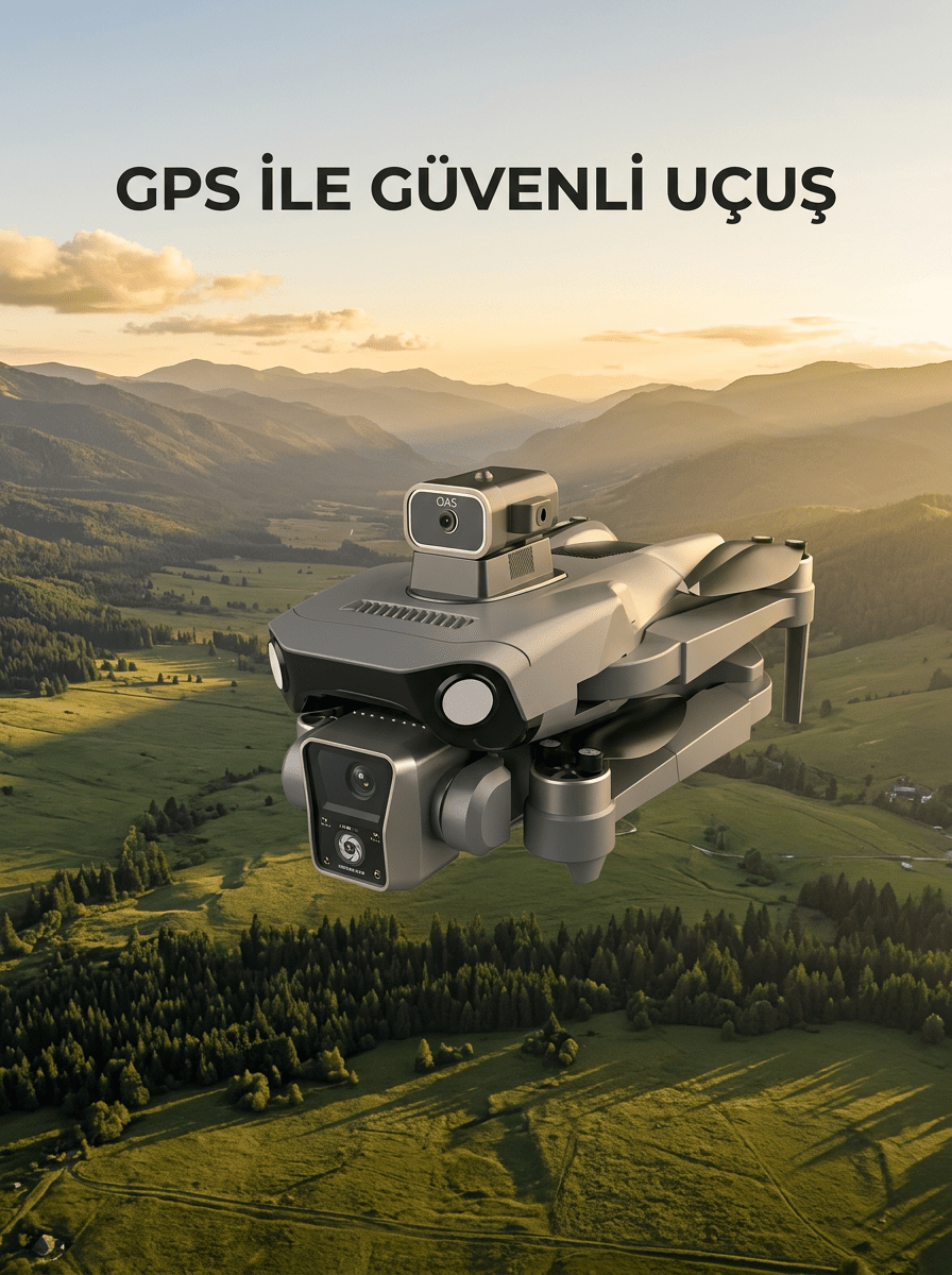 Ekranlı Kumandalı GPS Drone Çift Kameralı Katlanabilir Hava Aracı