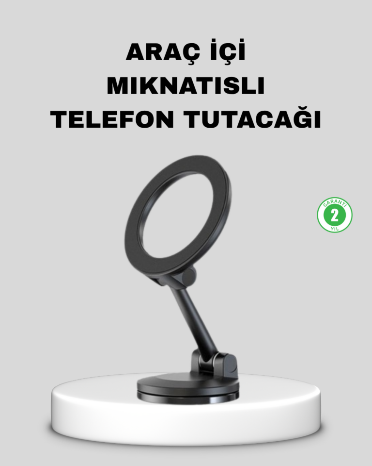 Katlanır Manyetik Araç İçi Telefon Tutucu – 360° Dönebilen, MagSafe Uyumlu, Güçlü Mıknatıslı Tasarım