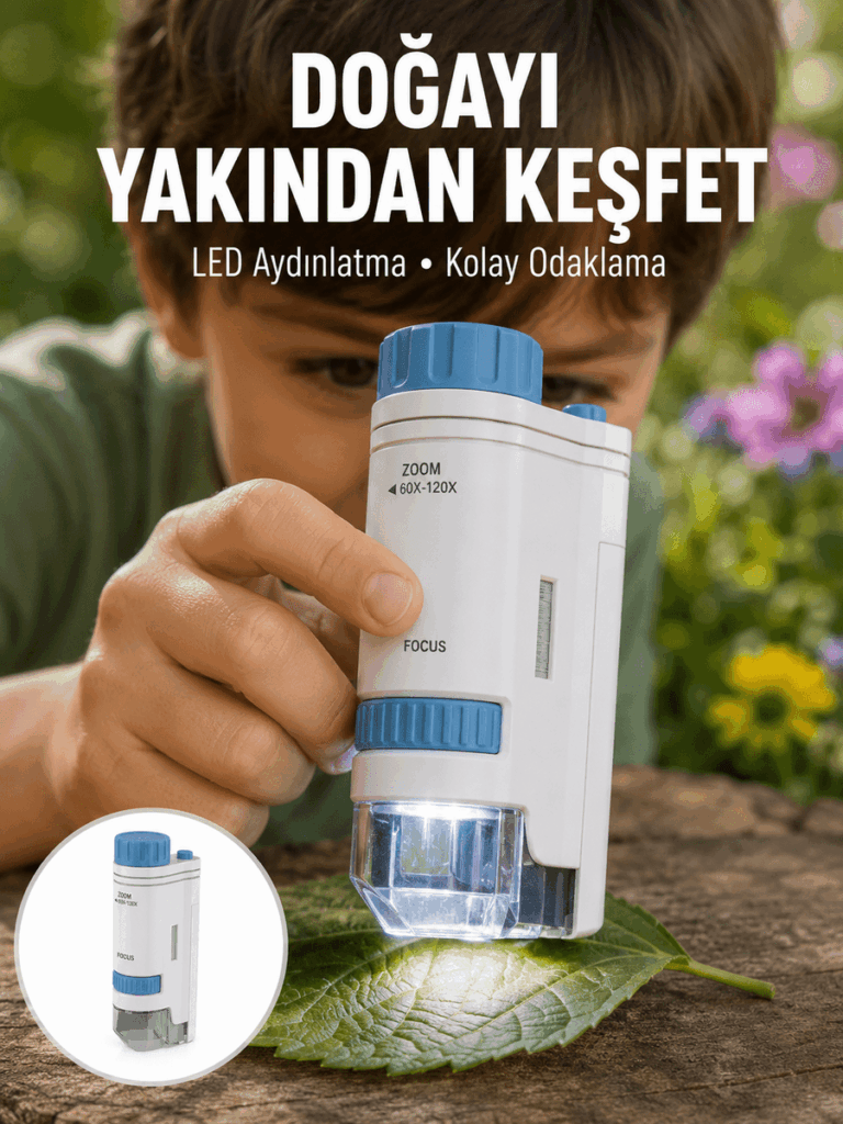 ABS Gövdeli Öğrenci ve Hobi Mikroskobu – Mavi Renk Yeni Nesil