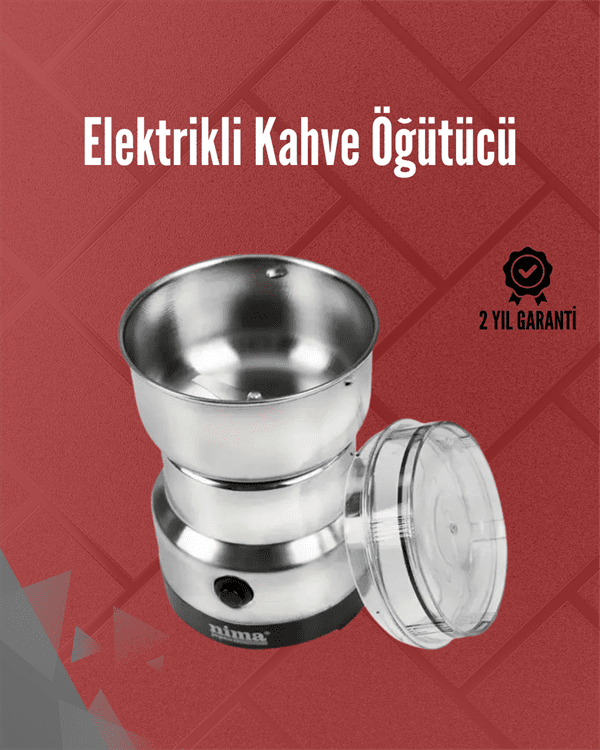 Paslanmaz Çelik Elektrikli Kahve Değirmeni | Sessiz, Hızlı, Çok Amaçlı Öğütücü (200W)