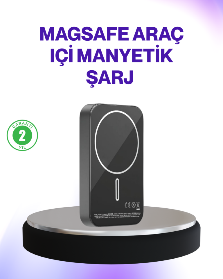 Mıknatıslı MagSafe Uyumlu Araç Tutucu Kablosuz Şarj Destekli
