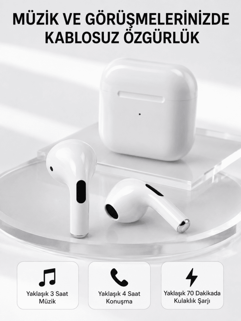 Bluetooth 5.3 TWS Kablosuz Kulak İçi Kulaklık 25 Metre Menzil Şarj Kutulu