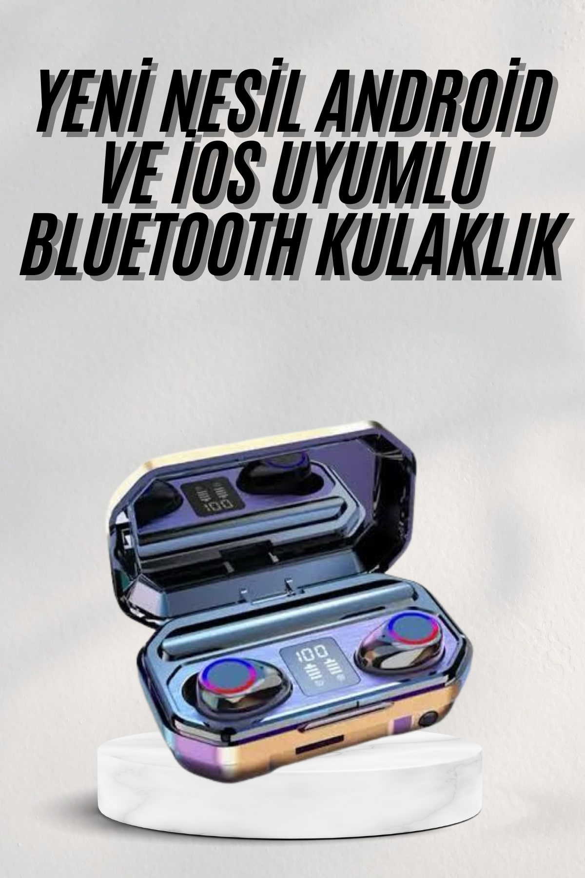 Yeni Nesil Bluetooth Kulaklık Uzun Pil Ömrü El Fenerli Dijital Şarj Göstergeli