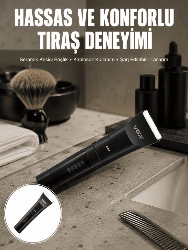 Suya Dayanıklı Tıraş Makinesi – Hassas Paslanmaz Çelik ve Titanyum Bıçak Yeni Nesil