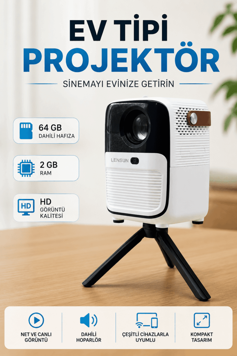 Projector Ev Tipi 64 Gb 2 Gb Rem Hafıza Hd Görüntü Kumandalı