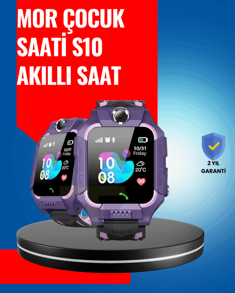 S10 Mor Akıllı Çocuk Saati Geçmiş Konum ve Acil Durum Uyarılı