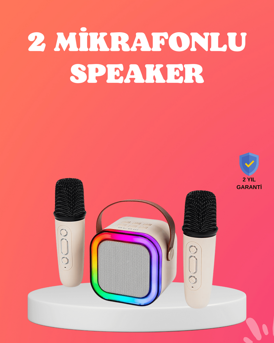 Bluetooth 5.0 Destekli Kablosuz Karaoke Hoparlör