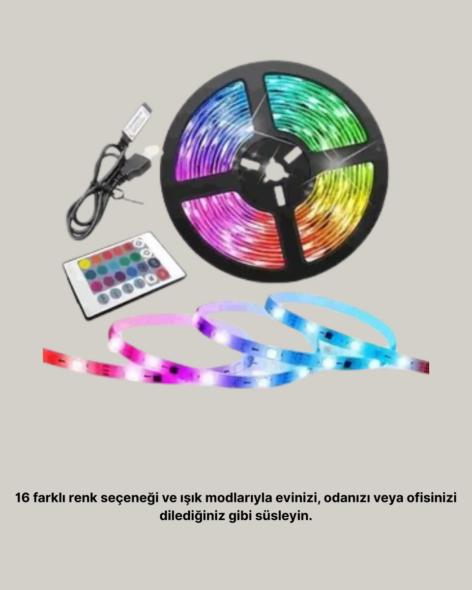 Müziğe Duyarlı Renkli Smart Şerit LED Işık USB Bağlantılı Ambiyans Aydınlatma
