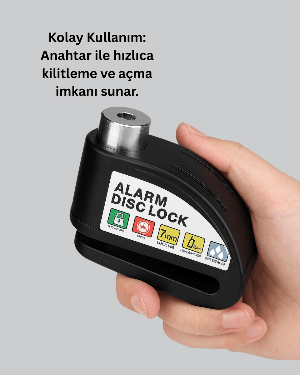 Motosiklet Scooter Bisiklet Tekerlek Disk Kilidi Alarmlı Güvenlik