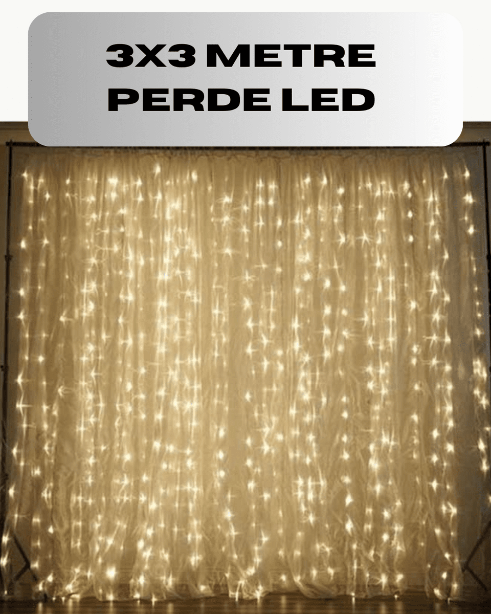 3x3 Perde LED Işık Şelale Model Özel Gün Dekoratif Aydınlatma