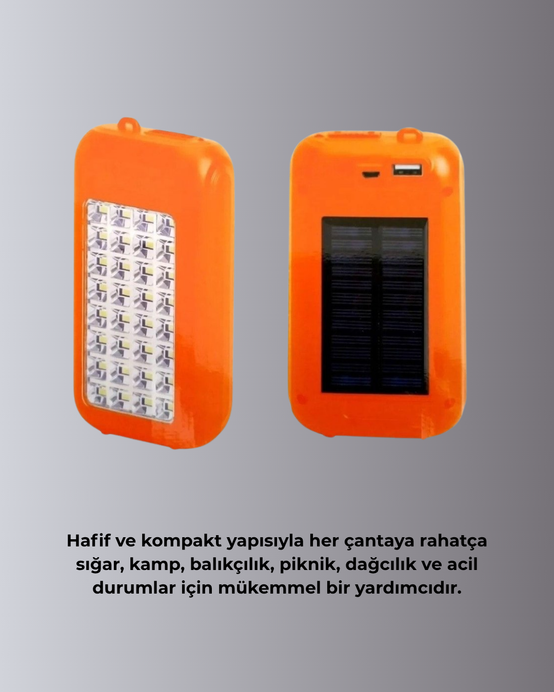 Gold Silver GS-875 Güneş Enerjili Powerbank ve 32 LED Işıldak