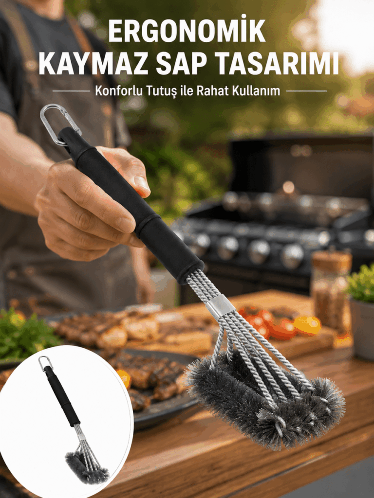Paslanmaz Çelik Telli Mangal Temizlik Fırçası Yeni Nesil