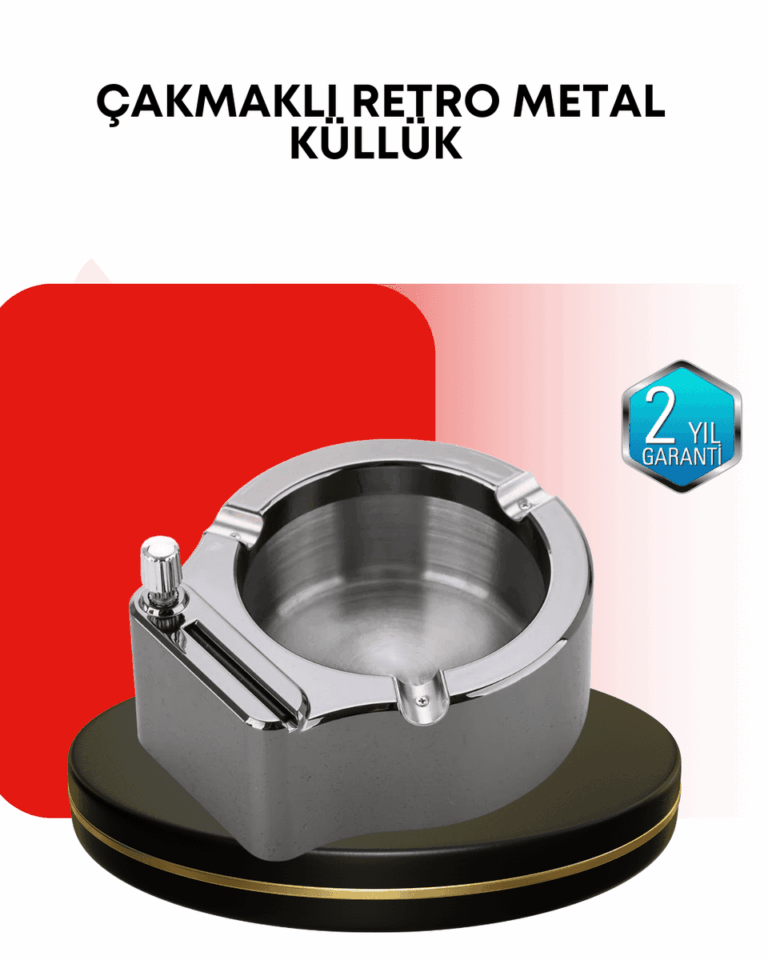 Paslanmaz Çakmaklı Küllük Modern Masa Üstü Aksesuar