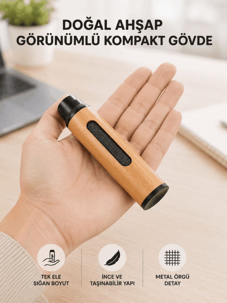 Mini Taşınabilir Küllük 3 Farklı Uç Seçenekli Ahşap Görünümlü Pratik Kullanım