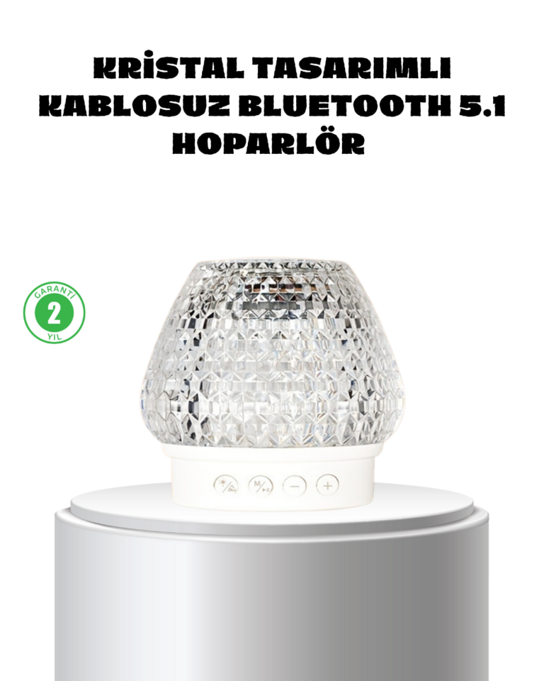 Kristal Desenli LED Işıklı Bluetooth Hoparlör 5W 1200 mAh Taşınabilir