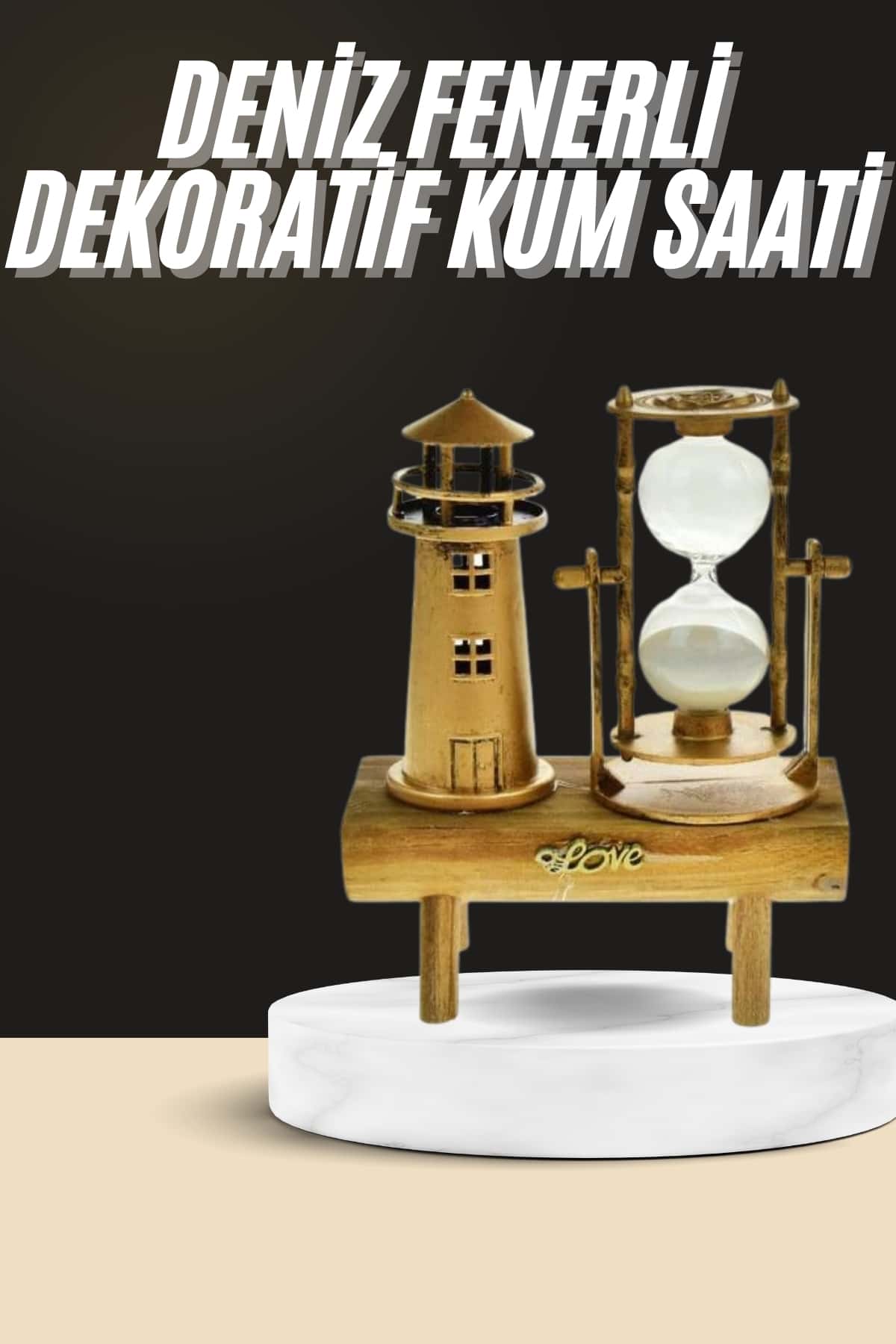 Dekoratif Kum Saati Deniz Feneri Retro Masa Hediyeli Eşya